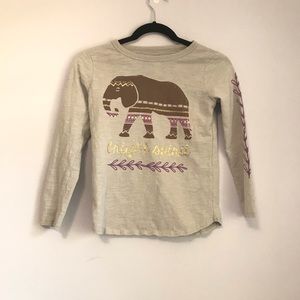 Girls Long Sleeve Peek Shirt With Elephant